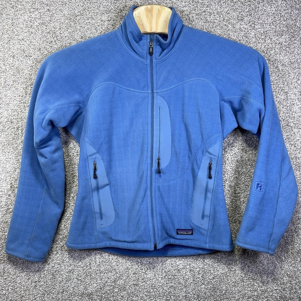Patagonia‎ Jacket Womens Medium Blue Fleece Full Zip Stretch Pockets Outdoor
